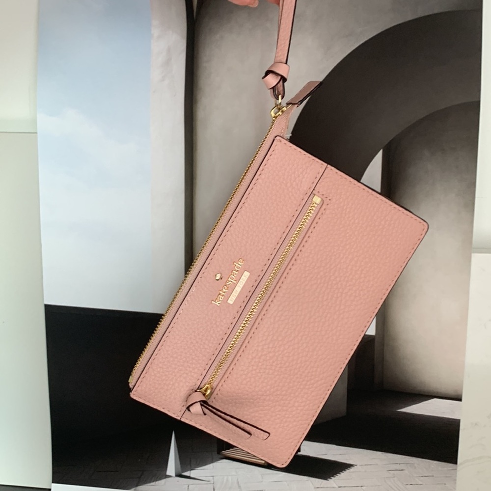 Kate spade ♠️ dusty pink leather wristlet wallet - Picture 2 of 7